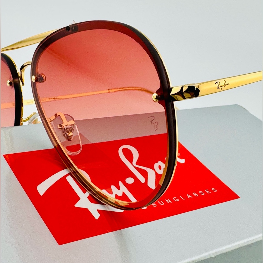 Ray-Ban Blaze Aviator Sunglasses RB3584N Gold Frame Red Gradient Lenses UNISEX - Picture 14 of 16